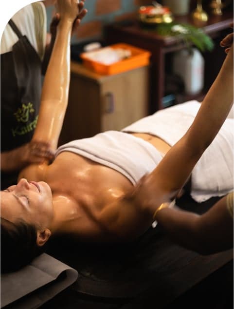 A Panchakarma cleansing therapy underway at the Healing Village
