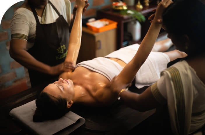 Supervised therapy in a Healing Village treatment room