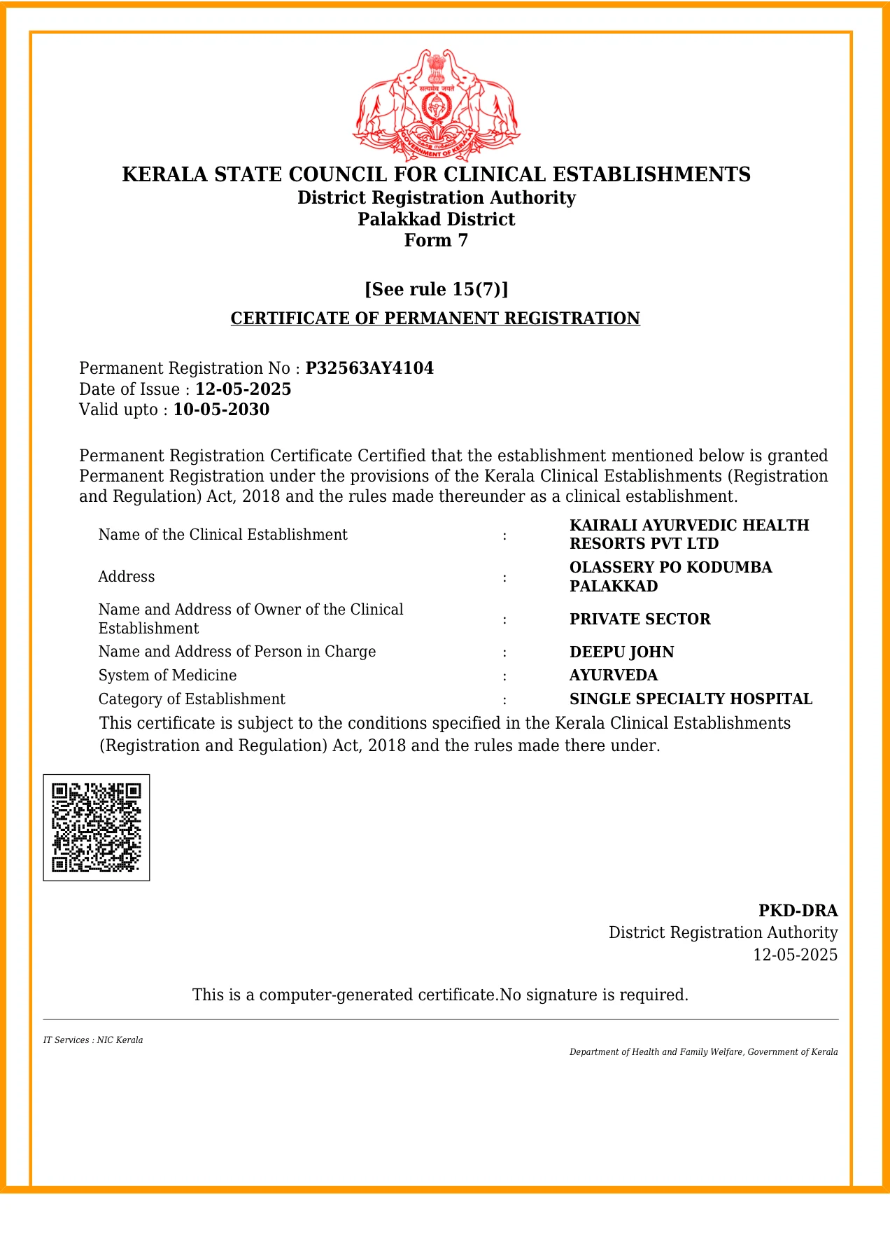 Registrazione permanente come struttura clinica — 2025–2030